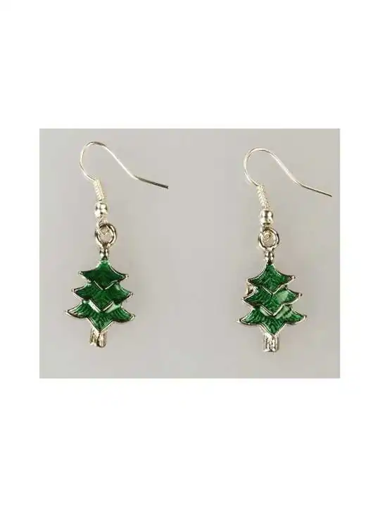 pendientes de navidad abeto plateado