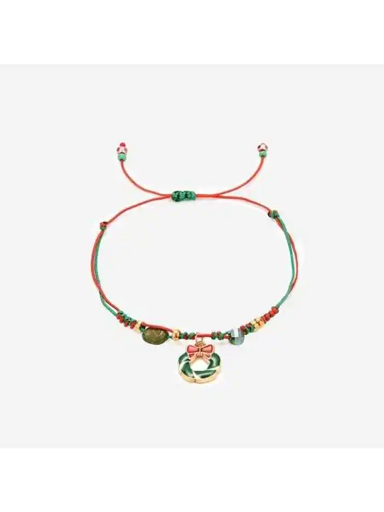pulsera de cordones con corona de navidad 