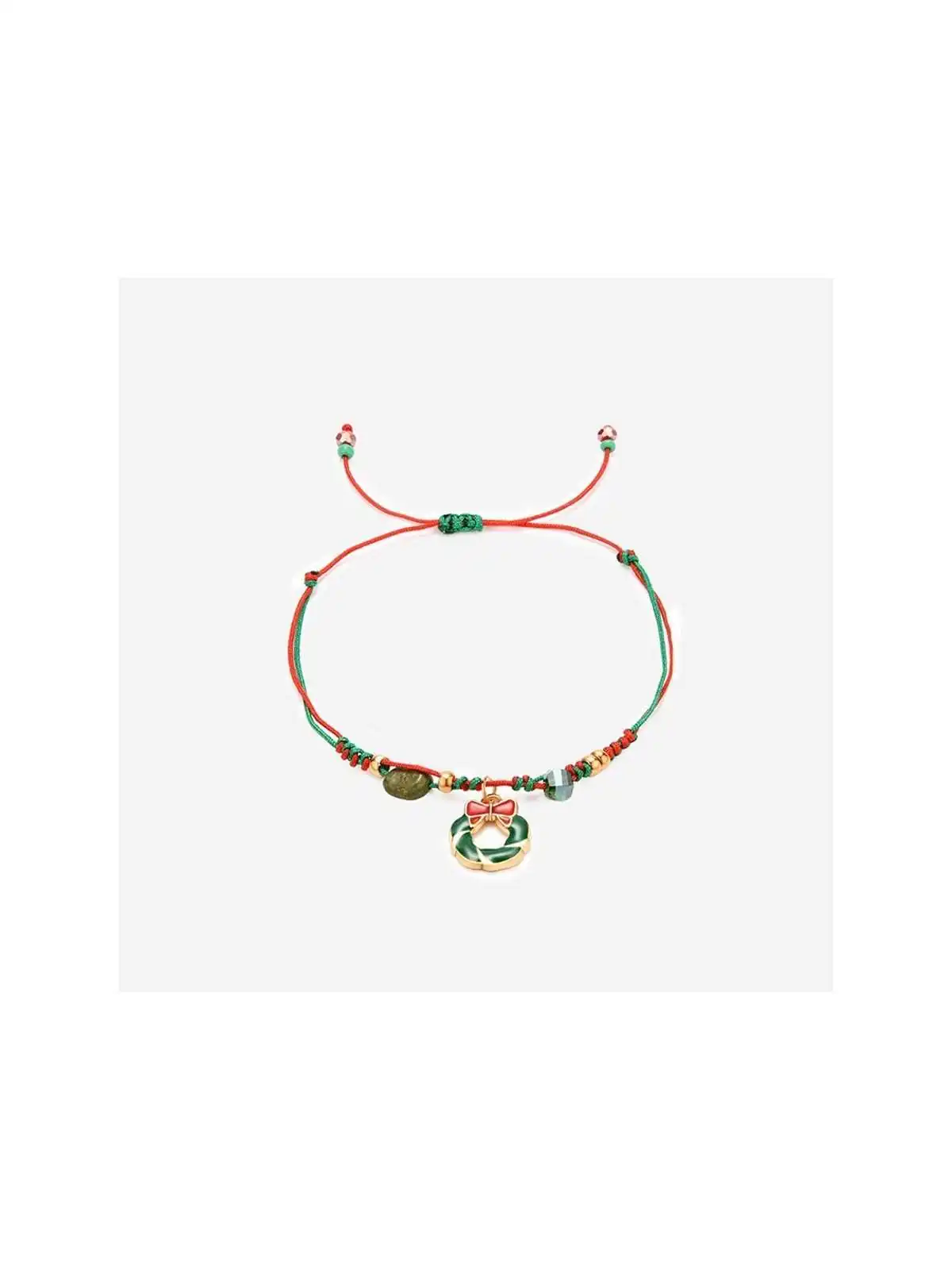 pulsera de cordones con corona de navidad 