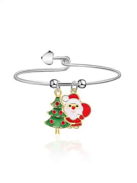 Pulsera ajustable plateada de la Navidad 