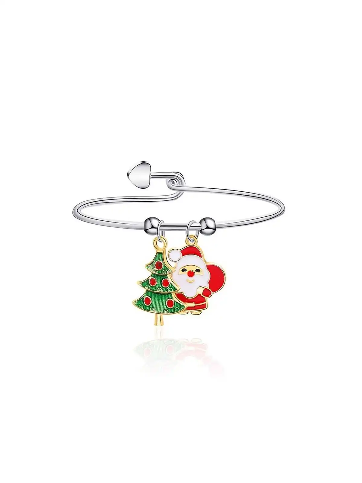 Pulsera ajustable plateada de la Navidad 