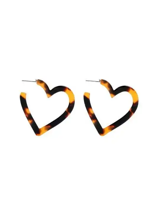 Pendientes resina de carey corazón