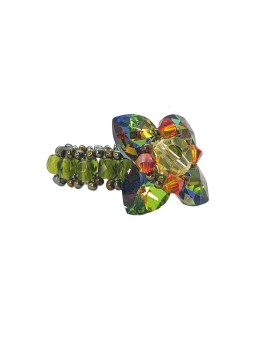 Anillo crochet de abalorios multicolores