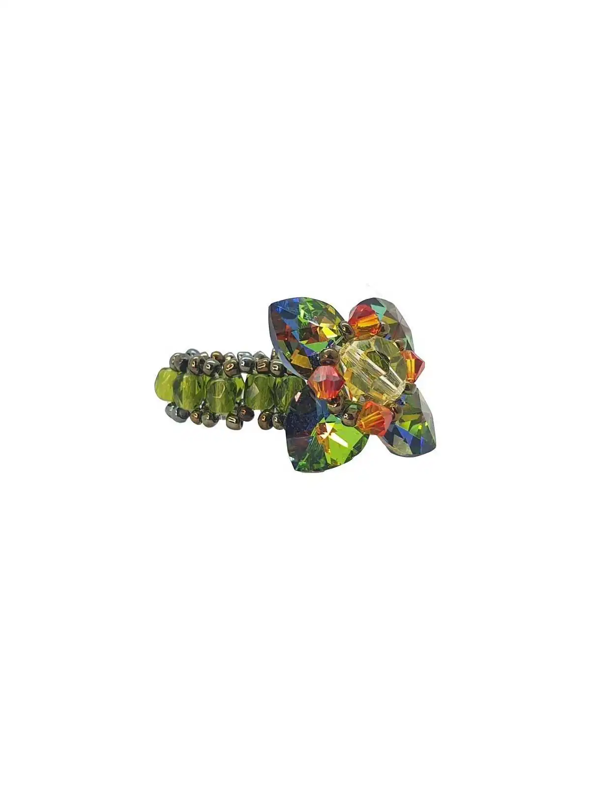 Anillo crochet de abalorios multicolores