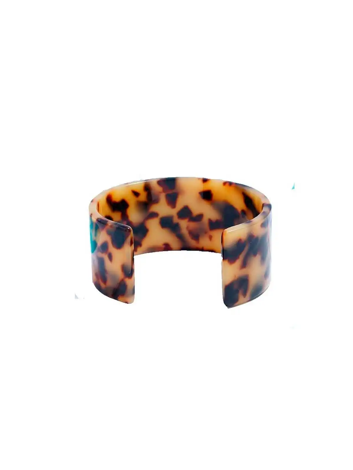 Pulsera estilo cuff de resina de carey abierta