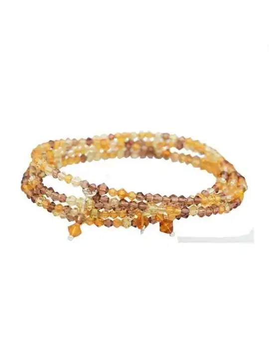 brazalete sin fin cristales amarillos y ocres