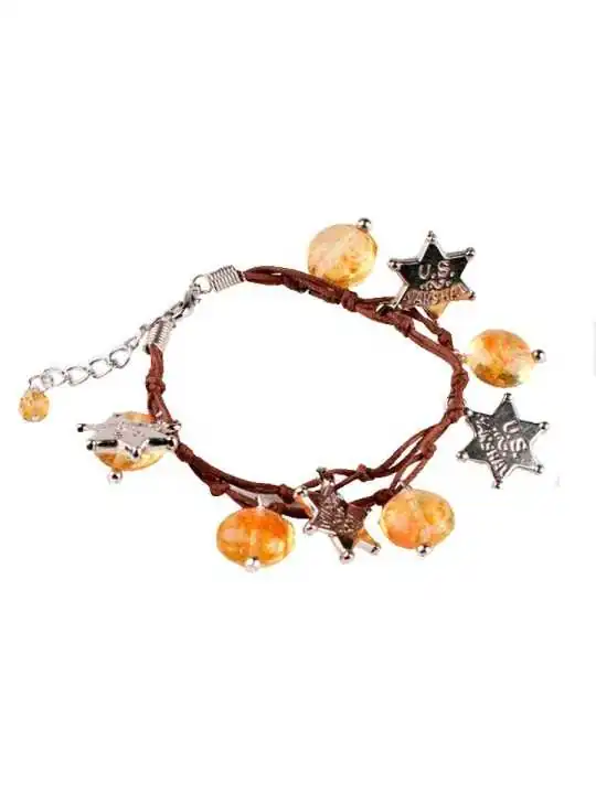 pulsera cintas cuero con piezas de cristal