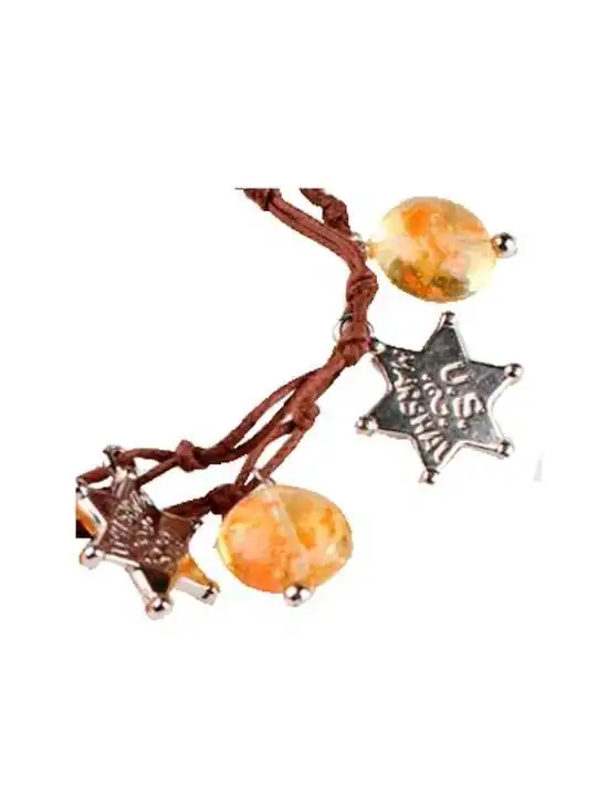 pulsera cuero con cristal amarillo