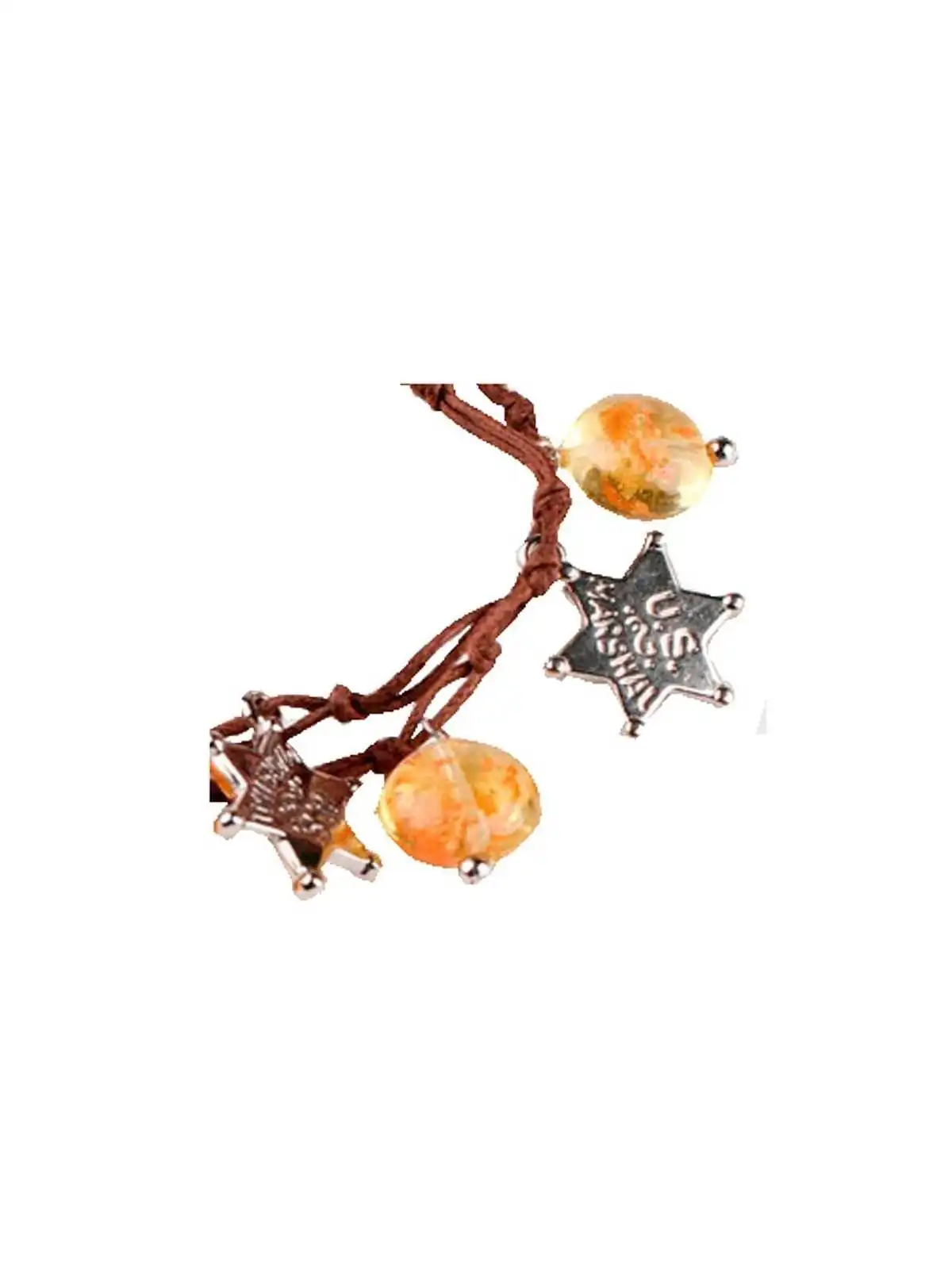 pulsera cuero con cristal amarillo
