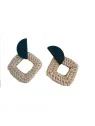 Pendientes de rafia y rombo negro