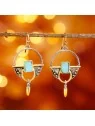 pendientes metálicos con colgante azul