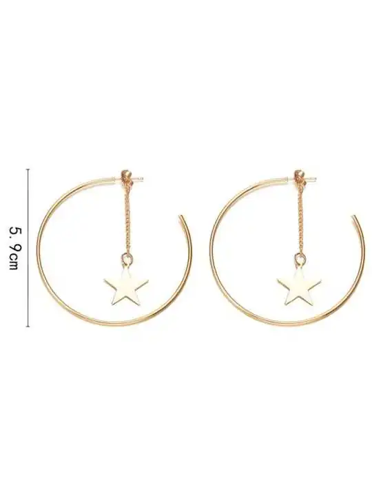 pendientes dorados aro y estrella XL