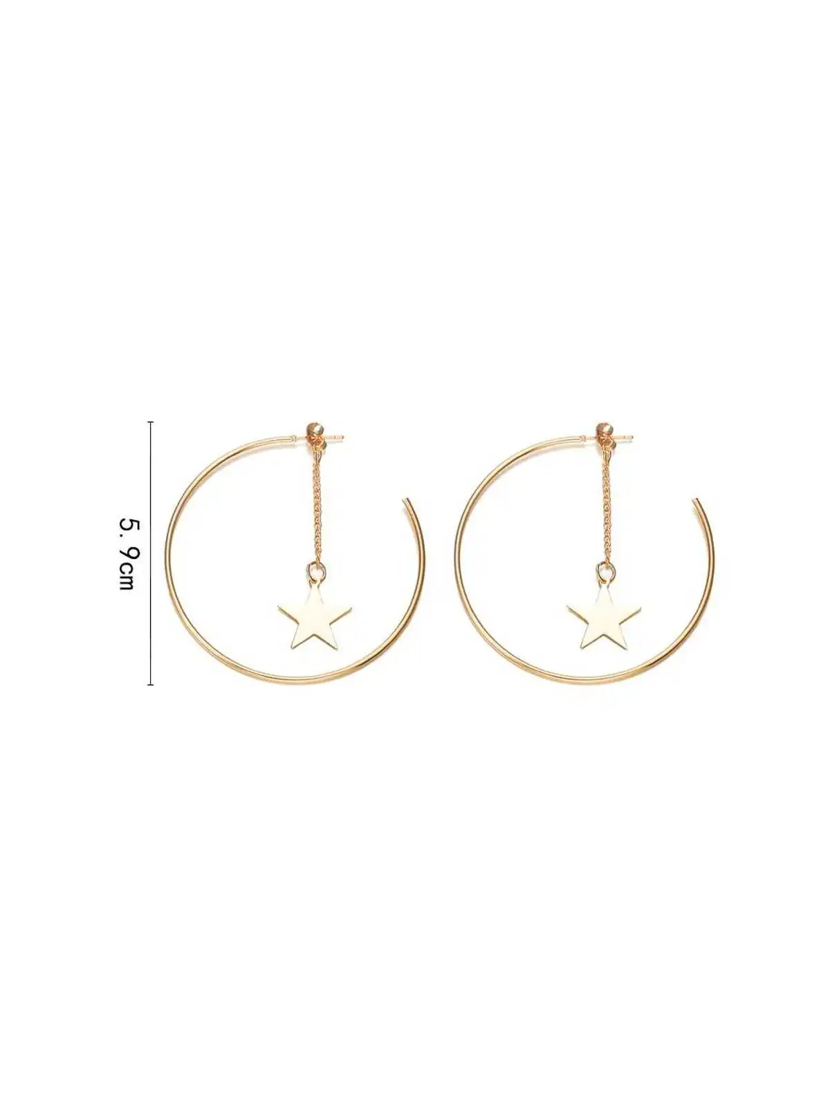 pendientes dorados aro y estrella XL