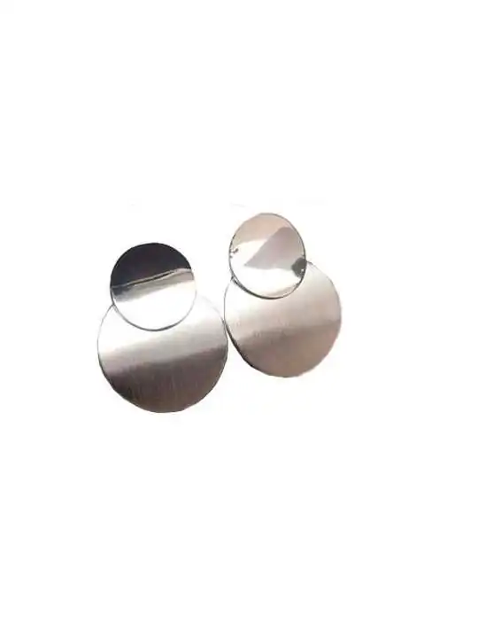 Pendientes XL doble disco de plata