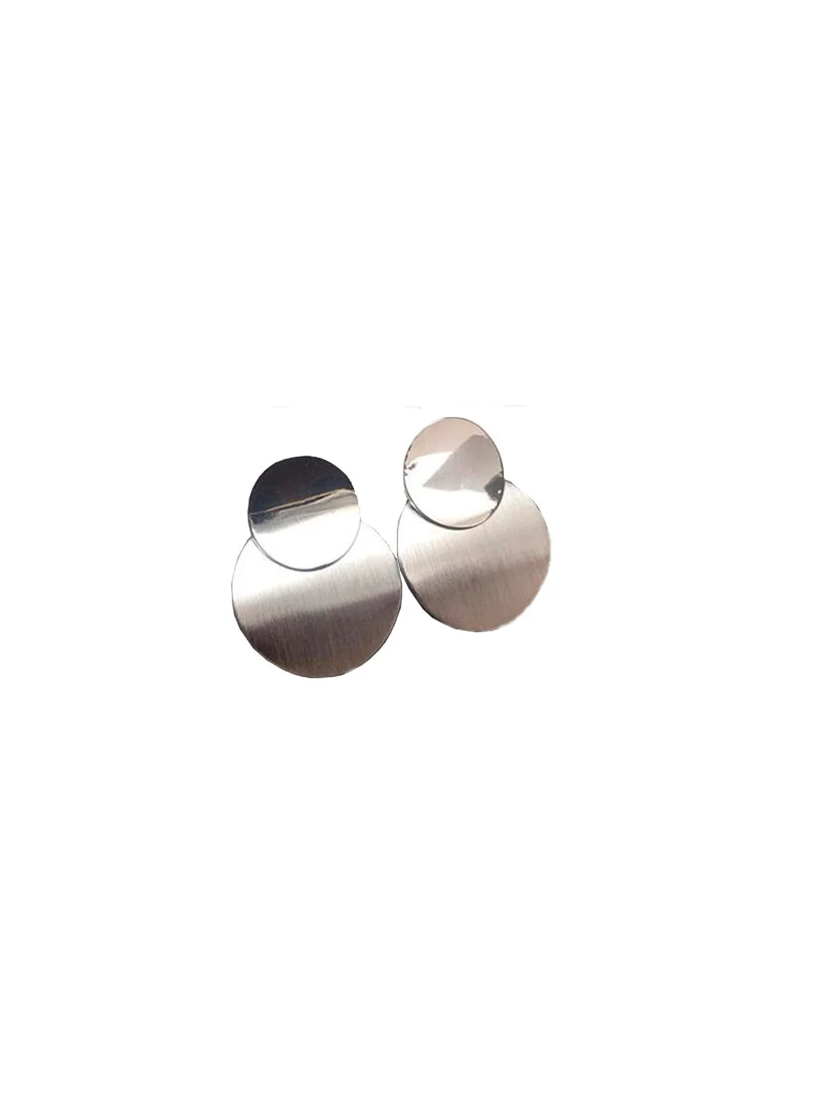Pendientes XL doble disco de plata