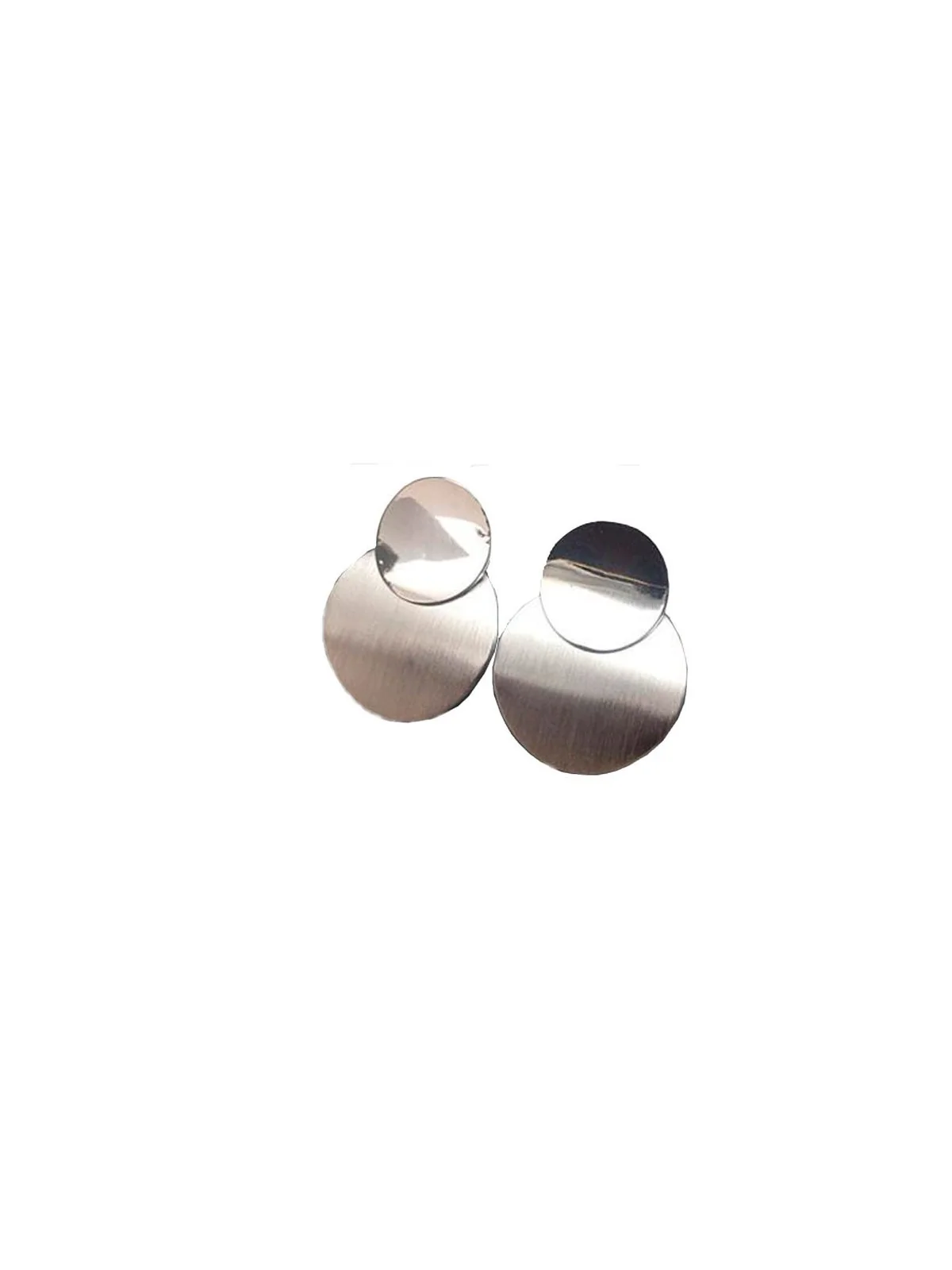 Pendientes doble disco de plata