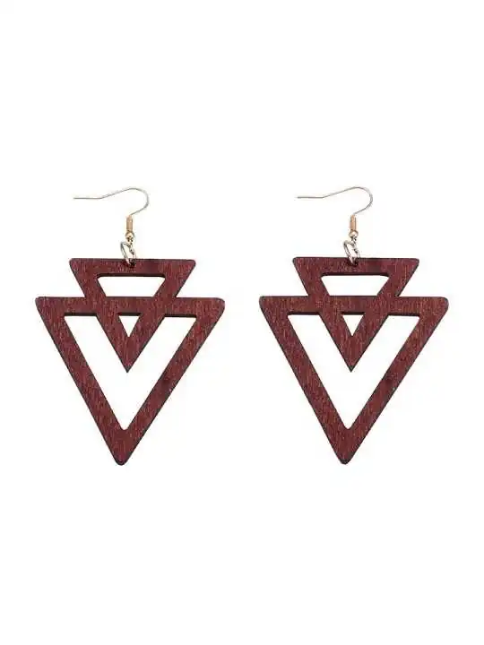 Pendientes de madera triángulos invertidos