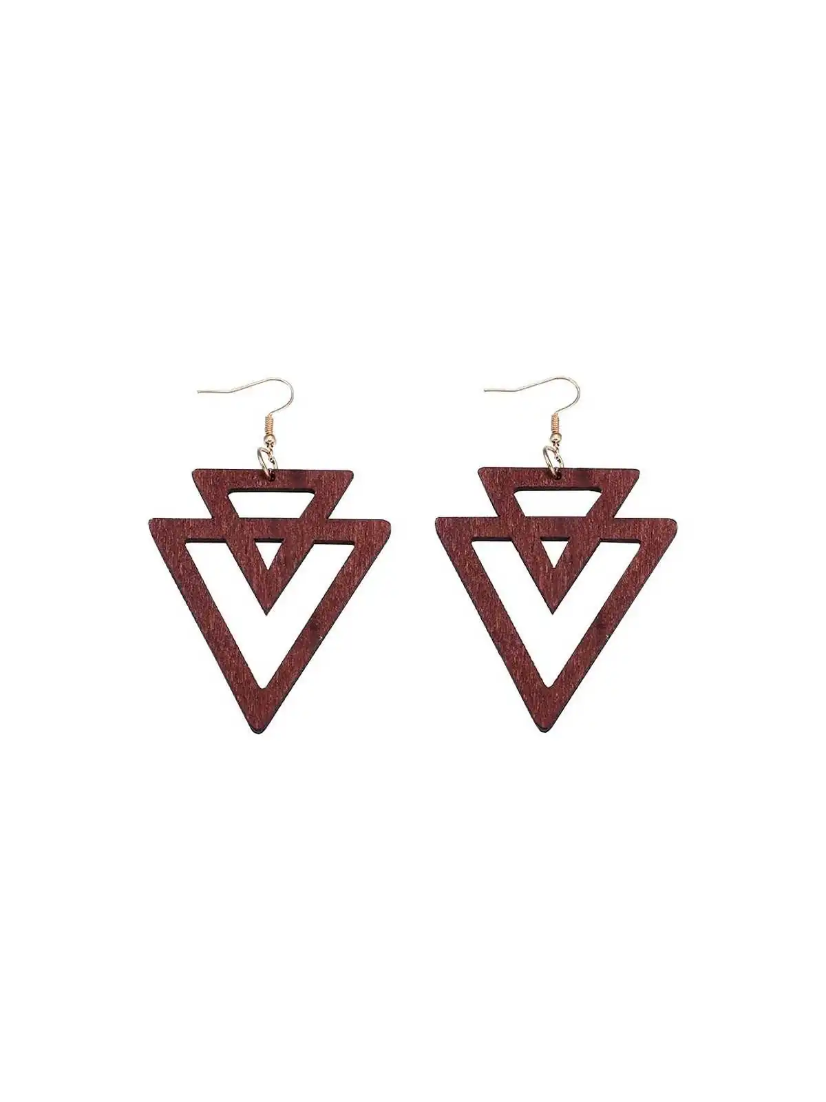 Pendientes de madera triángulos invertidos