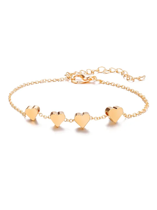 Brazalete cuatro corazones dorado