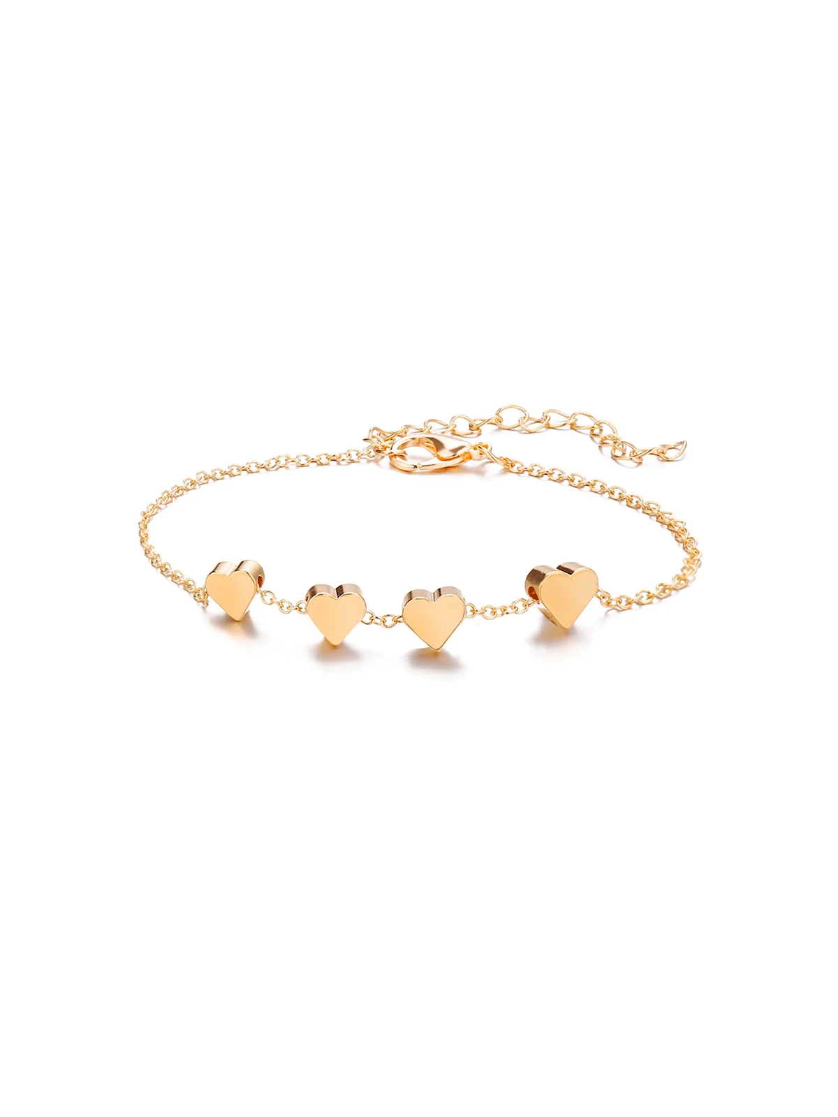 Brazalete cuatro corazones dorado