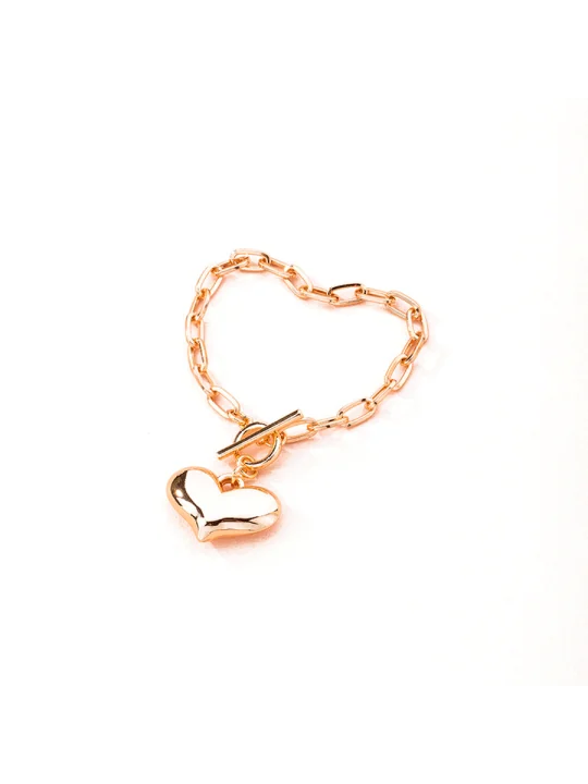 pulsera de estabones dorados con corazon