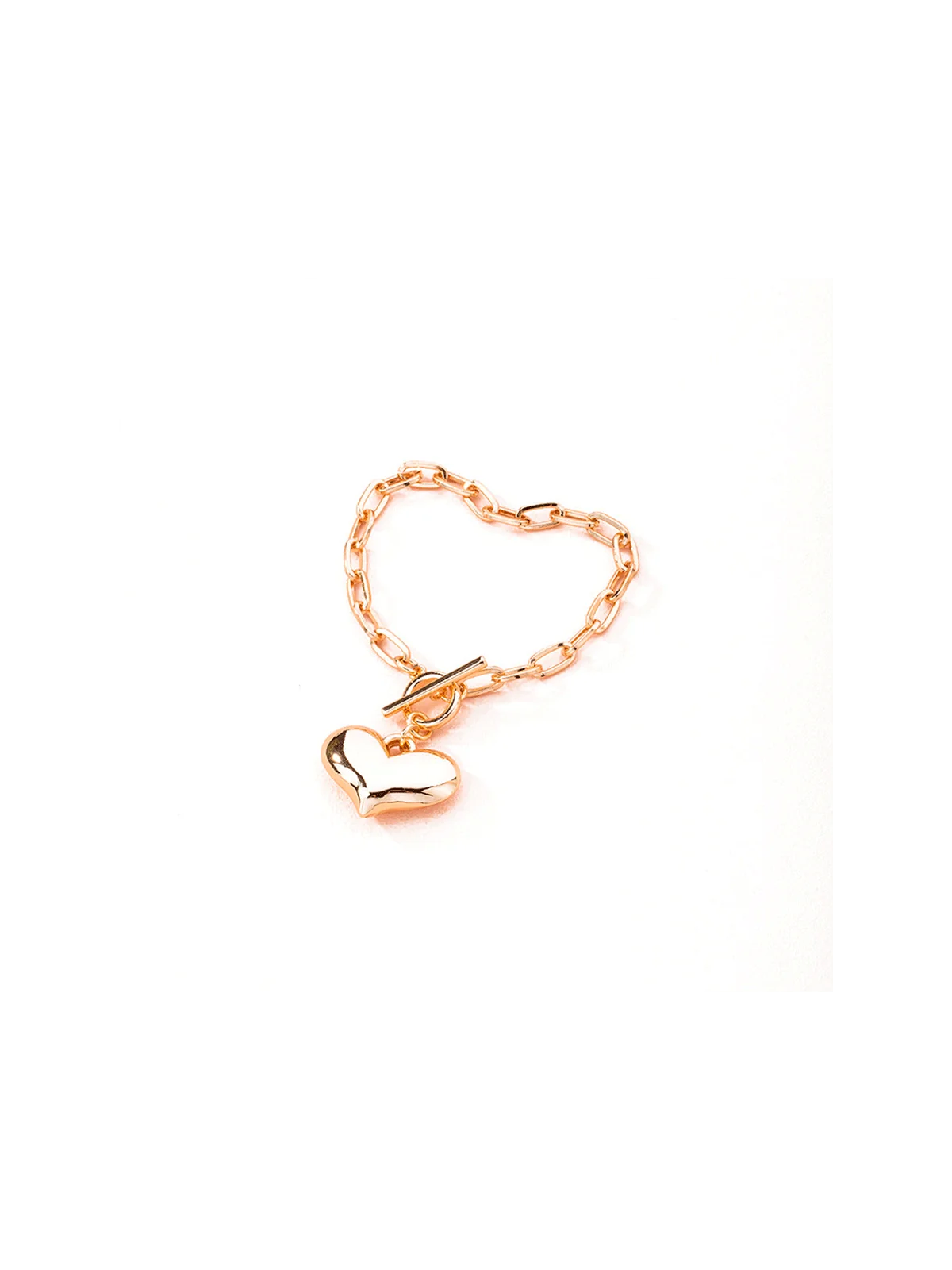 pulsera de estabones dorados con corazon