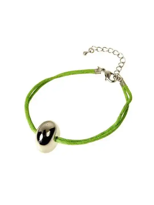 pulsera verde con donut plateado 