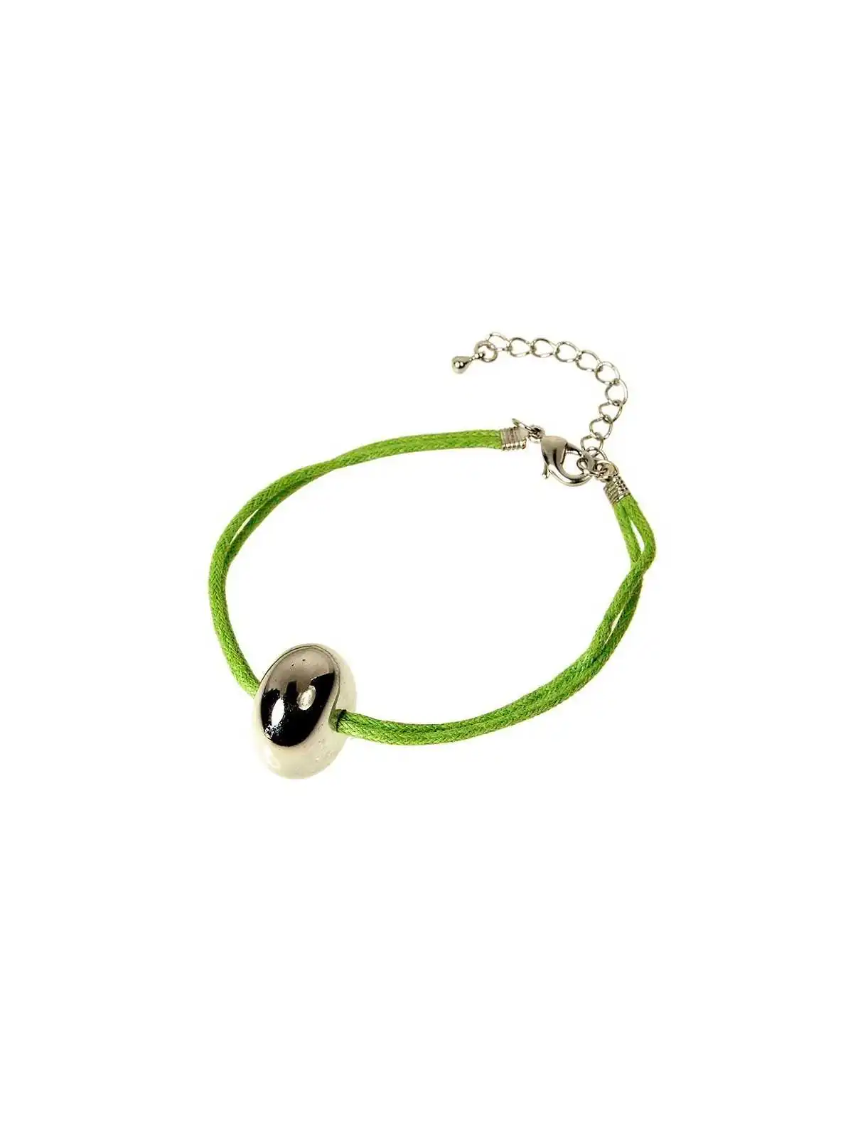 pulsera verde con donut plateado 