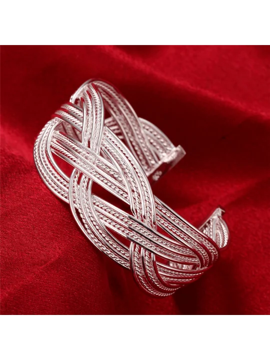 Pulsera plateada trenzada