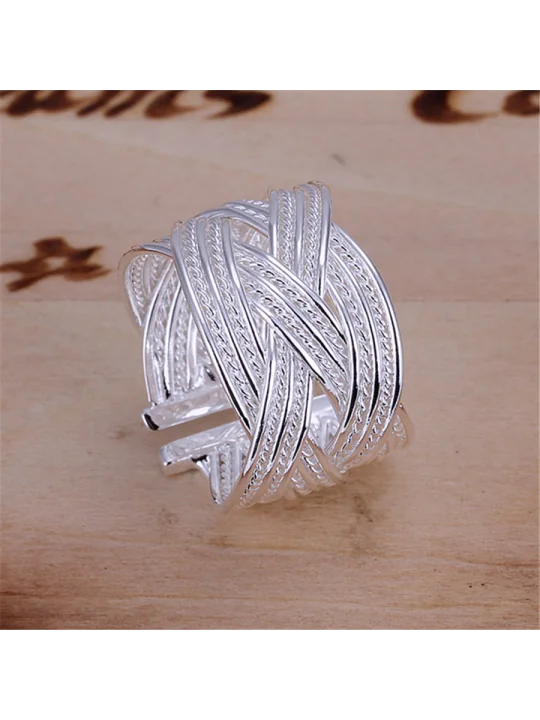 Brazalete abierto con trenza plateada