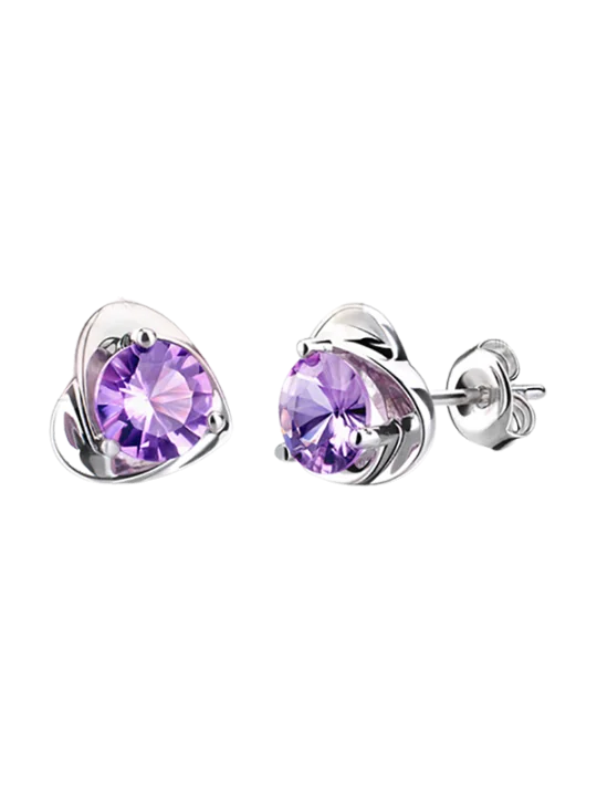 pendientes boton de cristal amatista