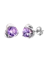 pendientes boton de cristal amatista