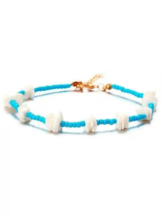 tobillera chaquiras azules