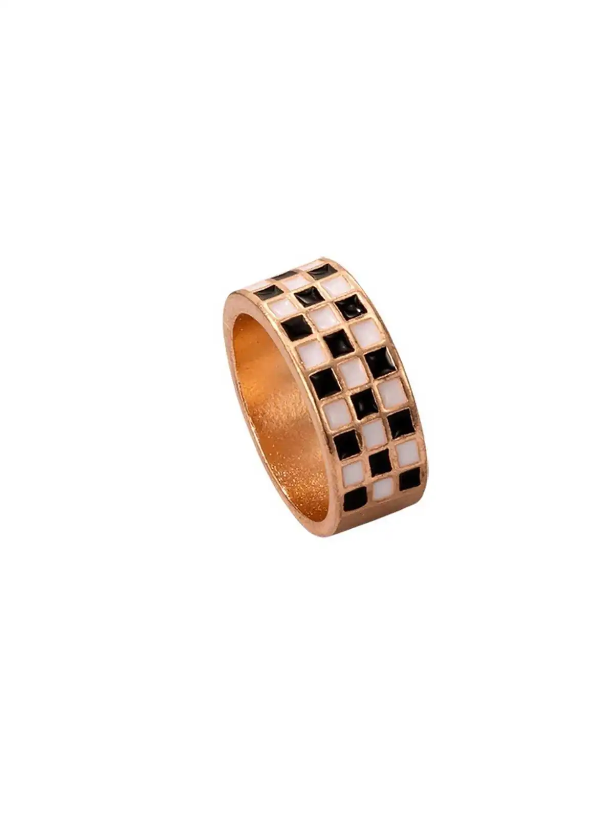 Anillo esmalte dorado damero 