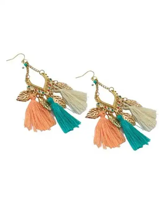 Pendientes de rafia natural estilo hippie