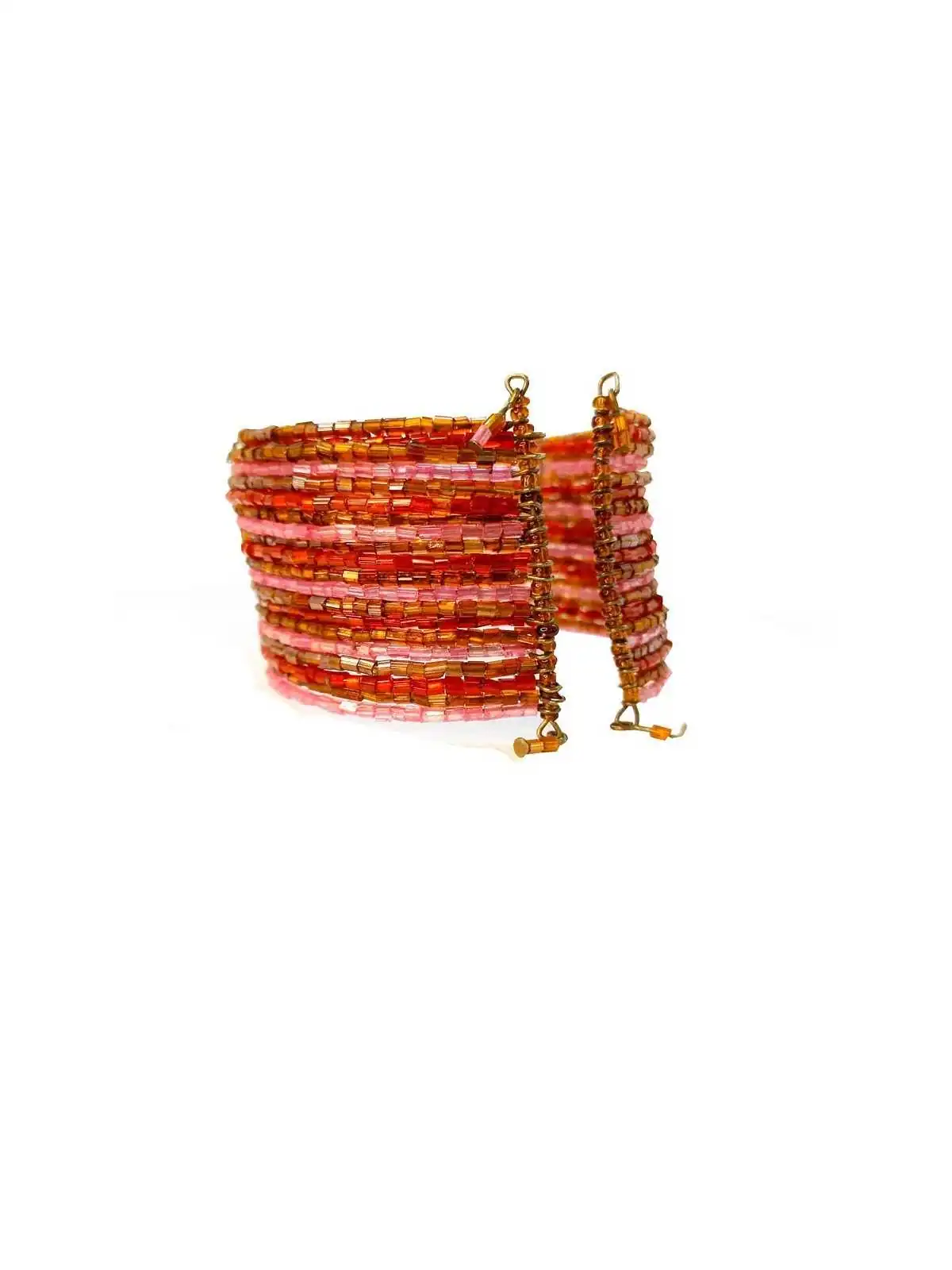 brazalete cuff abierto de chaquiras multicolor