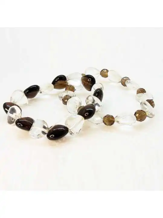 pulseras de cristales transparentes y ahumados