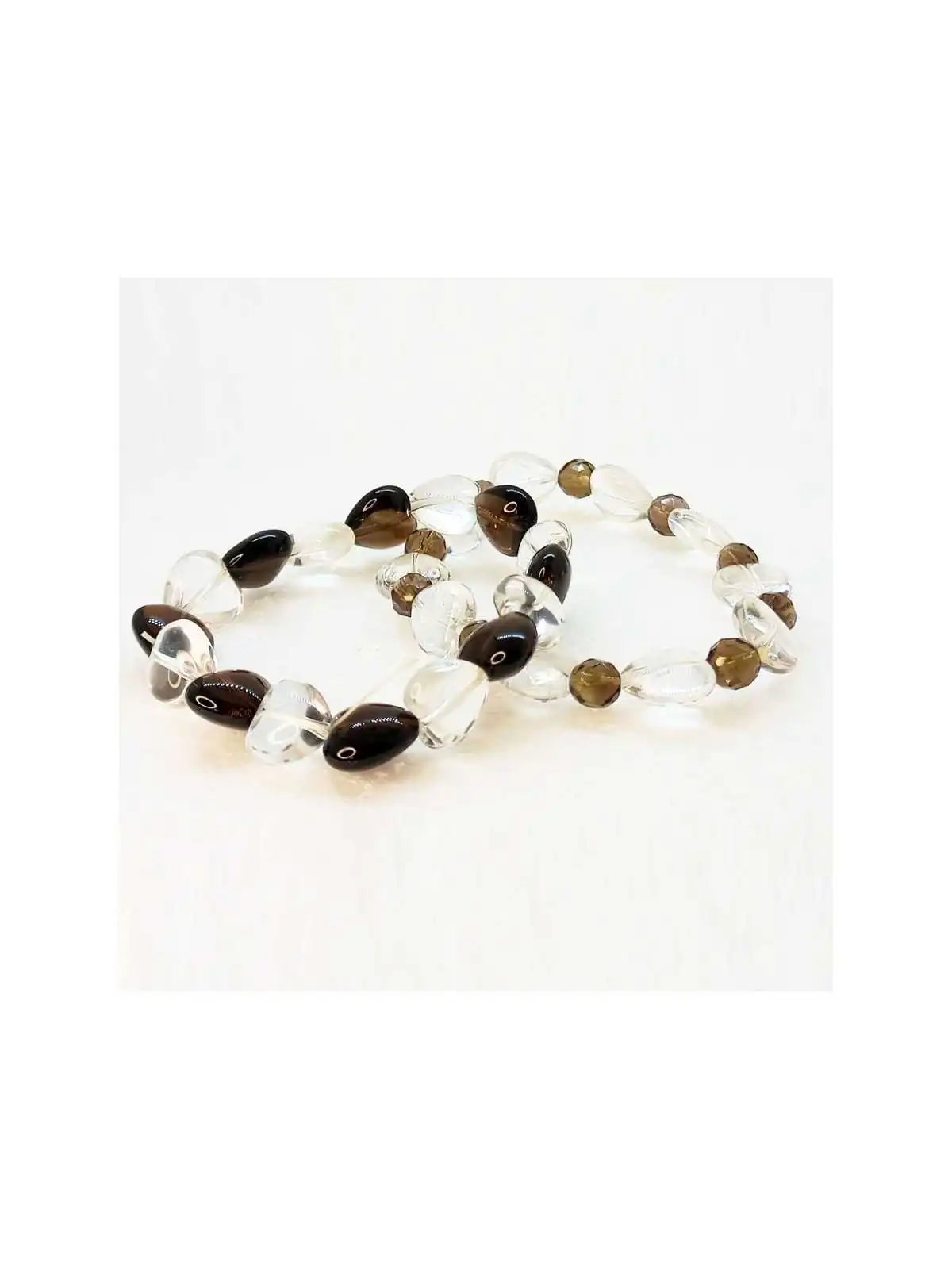 pulseras de cristales transparentes y ahumados