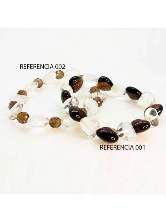 juego de pulseras transparentes y ahumadas en cristal 