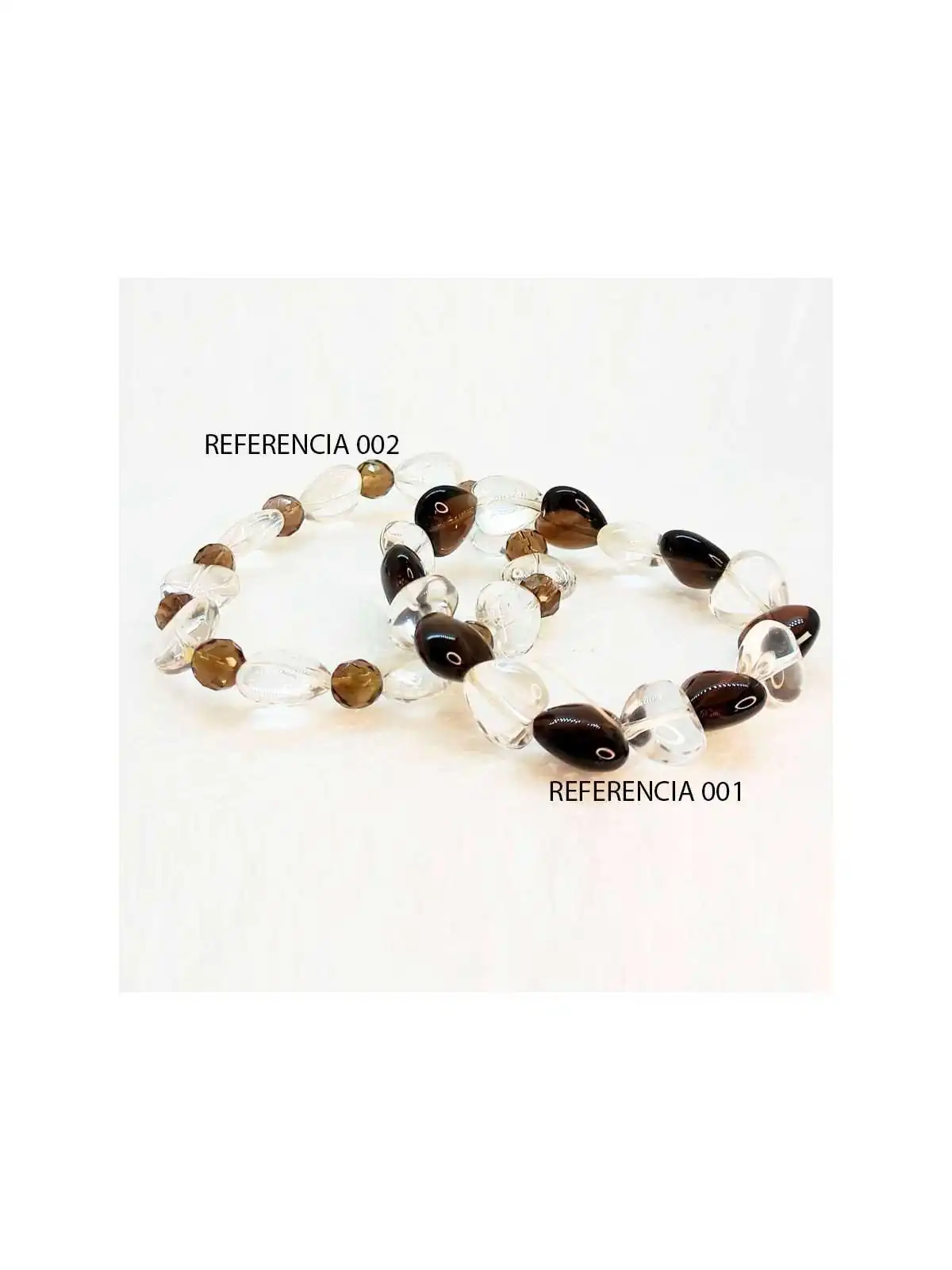 juego de pulseras transparentes y ahumadas en cristal 