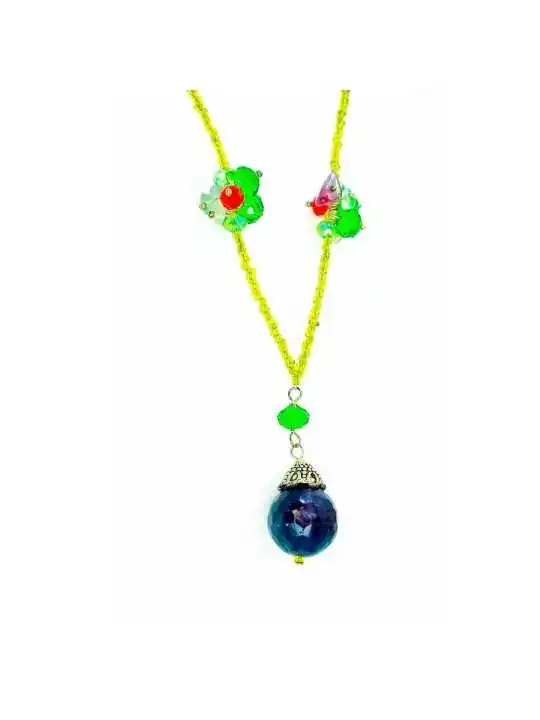 collar fantasía cristal en colores verdes