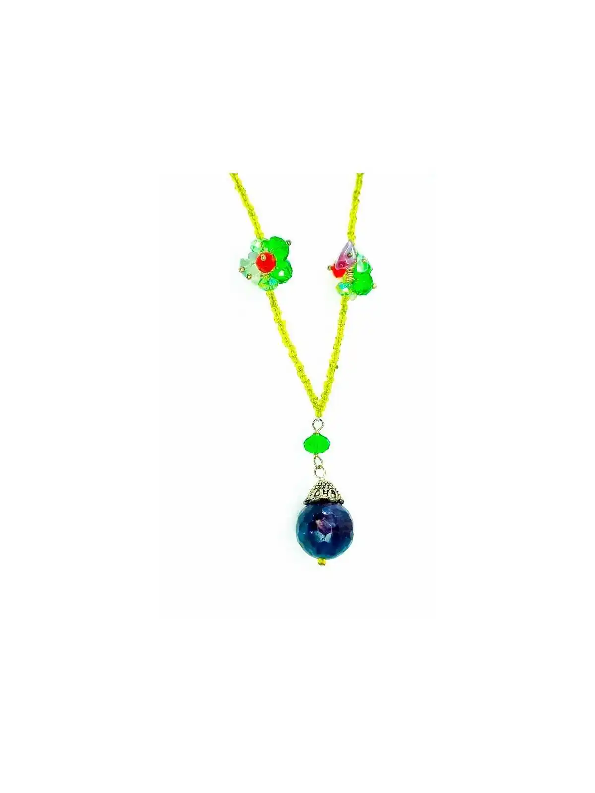 collar fantasía cristal en colores verdes