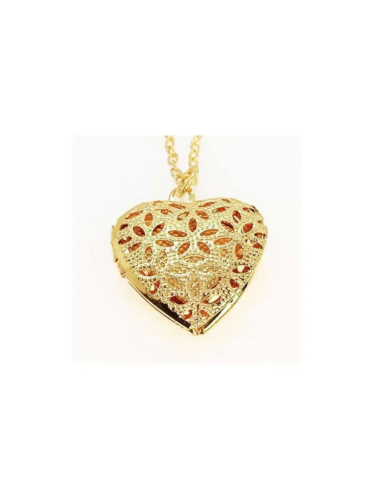 Corazón dorado filigrana metálica