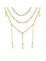 collar de tres cadenas doradas con colgante de cadenas
