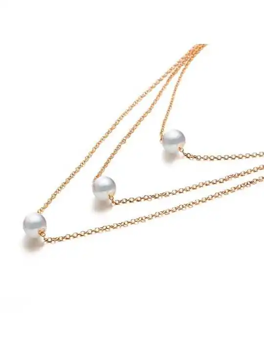 collar tres cadenas con perlas