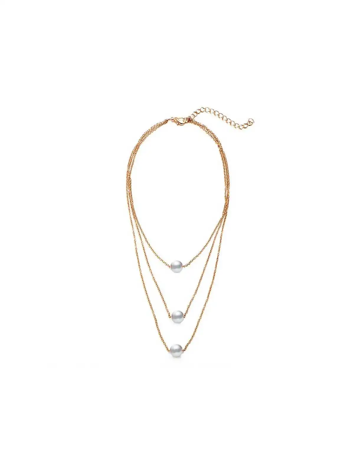 collar dorado tres cadenas con perlas