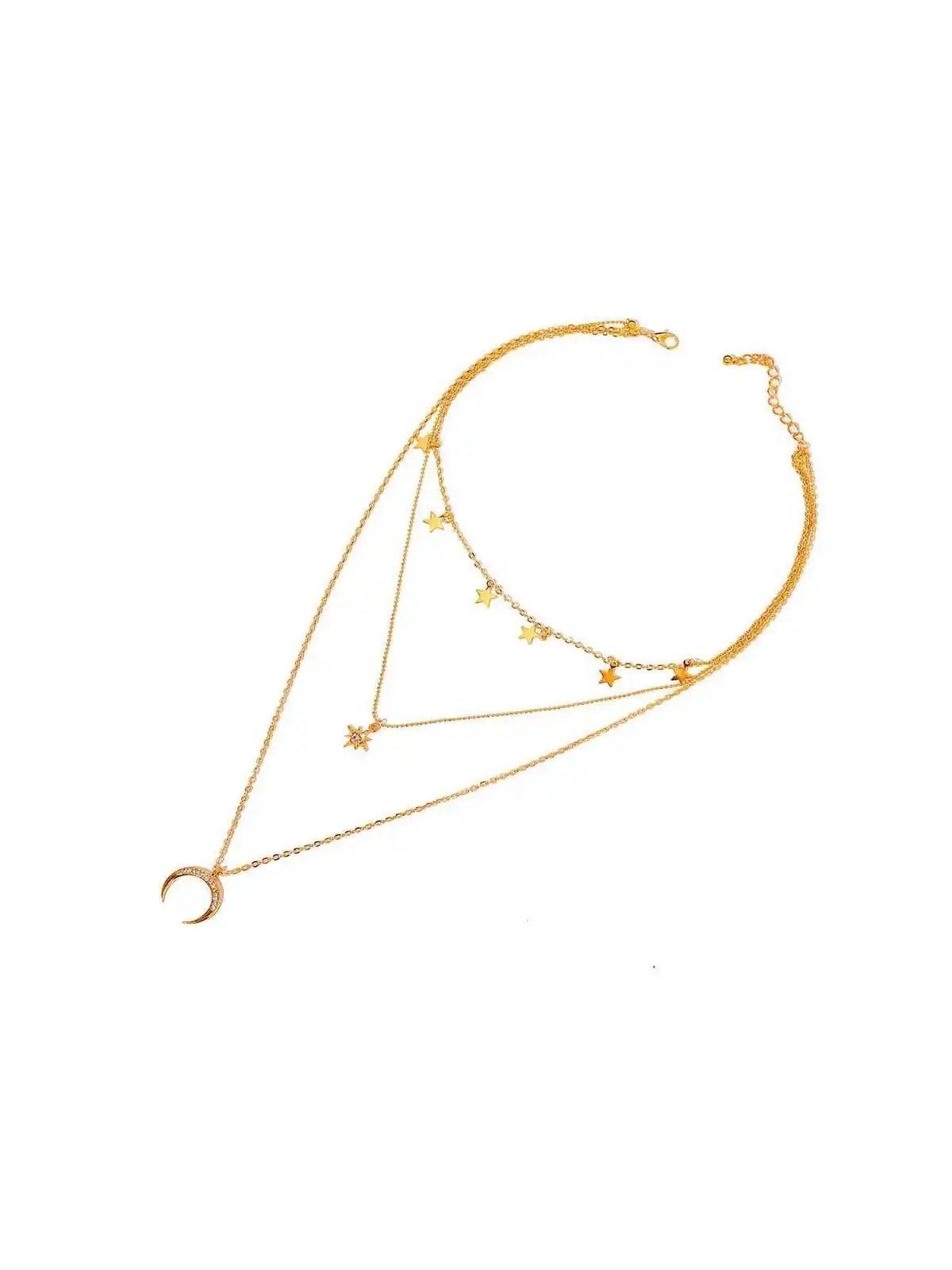 tres collares dorados con luna