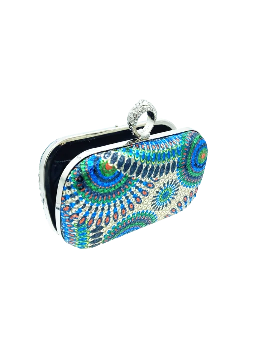 clutch de fiesta azul multicolor