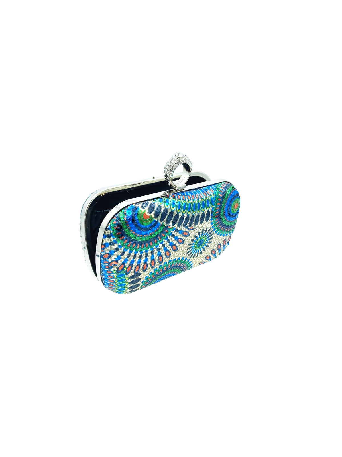 clutch de fiesta azul multicolor