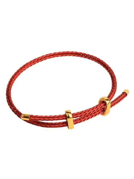 pulsera roja en acero 